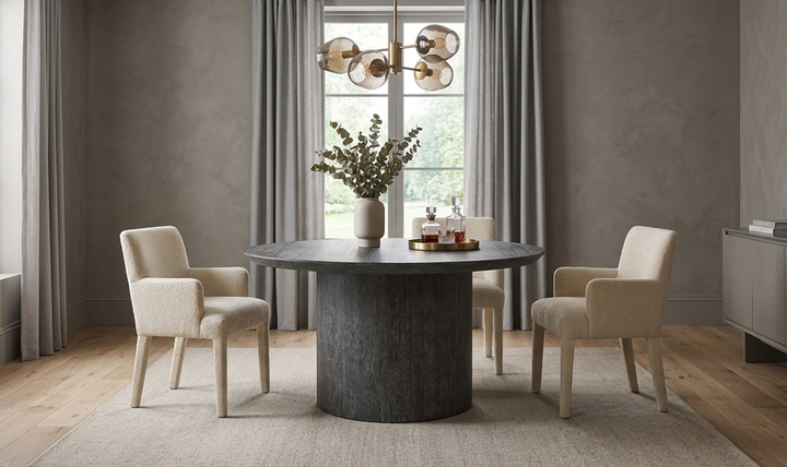 Bernhardt Loft Menton Round Wood Dining Table-Jennifer