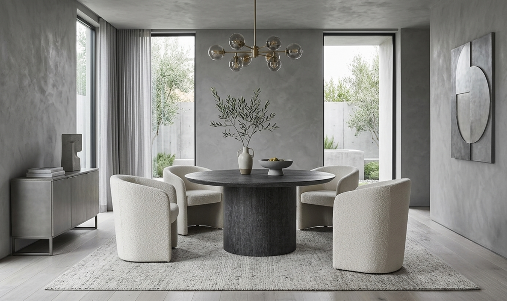 Bernhardt Loft Menton Round Wood Dining Table-Jennifer