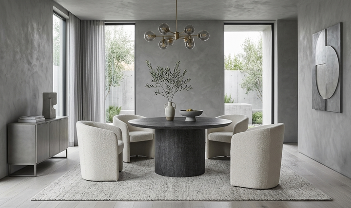 Bernhardt Loft Menton Round Wood Dining Table-Jennifer
