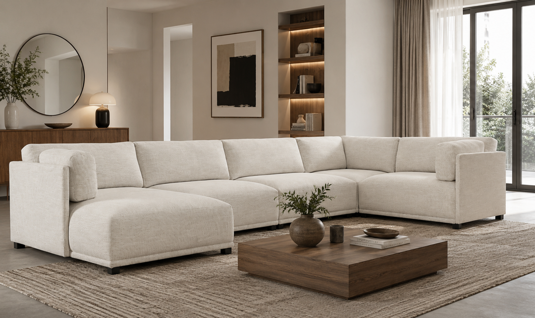 Bernhardt Loft Parker Modular Fabric Sectional Sofa with Chaise - Jennifer Furniture