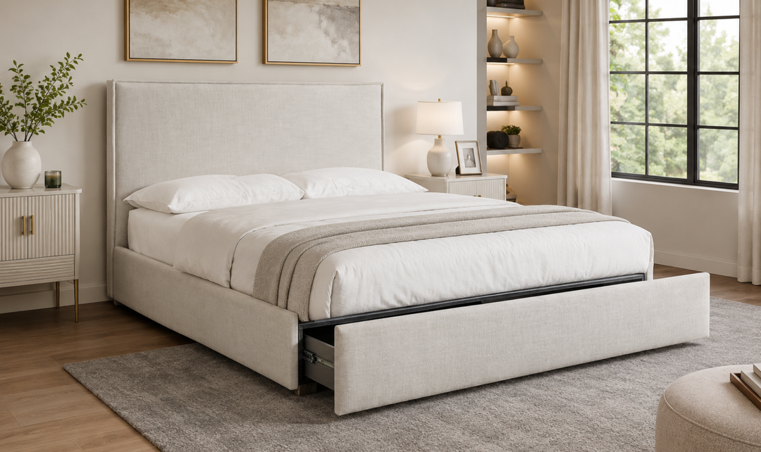 Bernhardt Loft Sawyer Upholstered Panel Bed with Flanged Edges - Jennifer Furniture