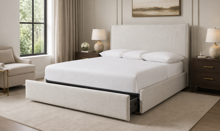 Bernhardt Loft Sawyer Upholstered Panel Bed with Flanged Edges - Jennifer Furniture