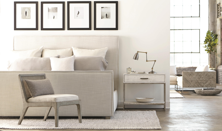 Bernhardt Loft Sawyer Upholstered Panel Bed with Flanged Edges - Jennifer Furniture