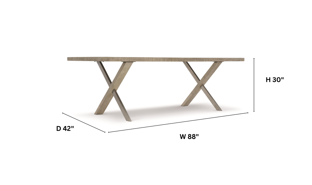 Bernhardt Milo Gray Rectangle Dining Table with "X" shaped Double Base-Jennifer Furniture