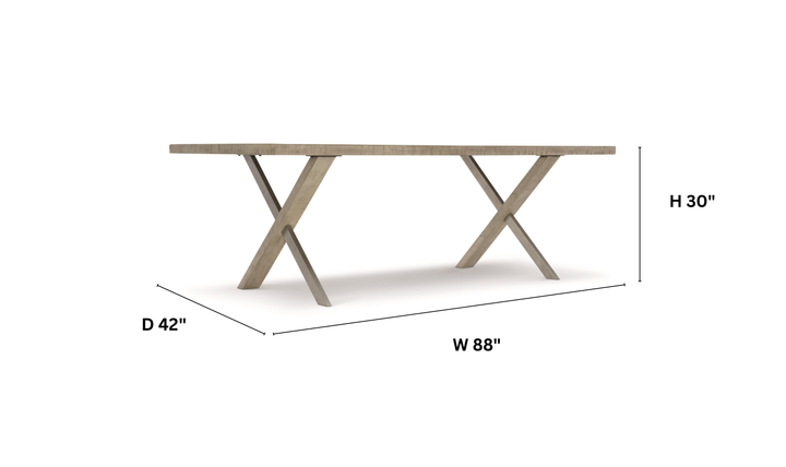 Bernhardt Milo Gray Rectangle Dining Table with "X" shaped Double Base-Jennifer Furniture