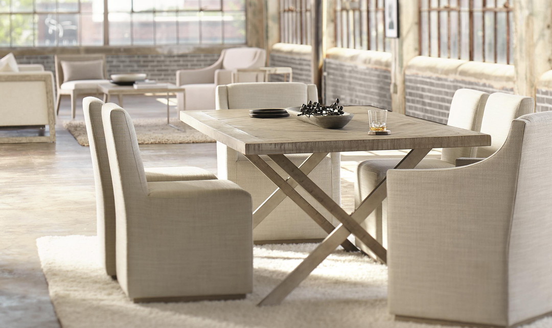 Bernhardt Milo Gray Rectangle Dining Table with "X" shaped Double Base-Jennifer Furniture