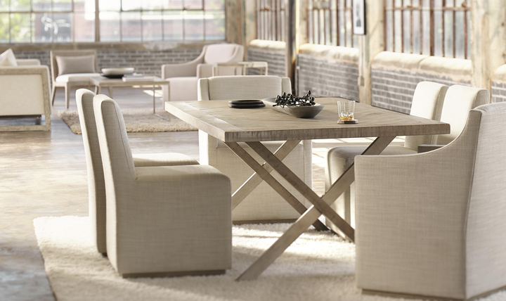Bernhardt Milo Gray Rectangle Dining Table with "X" shaped Double Base-Jennifer Furniture