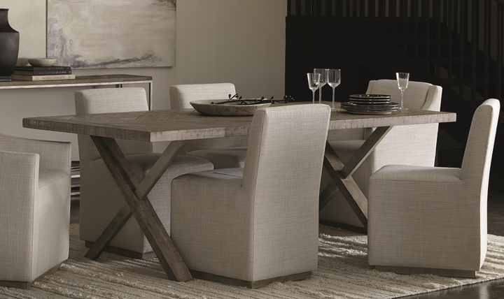 Bernhardt Milo Gray Rectangle Dining Table with "X" shaped Double Base-Jennifer Furniture