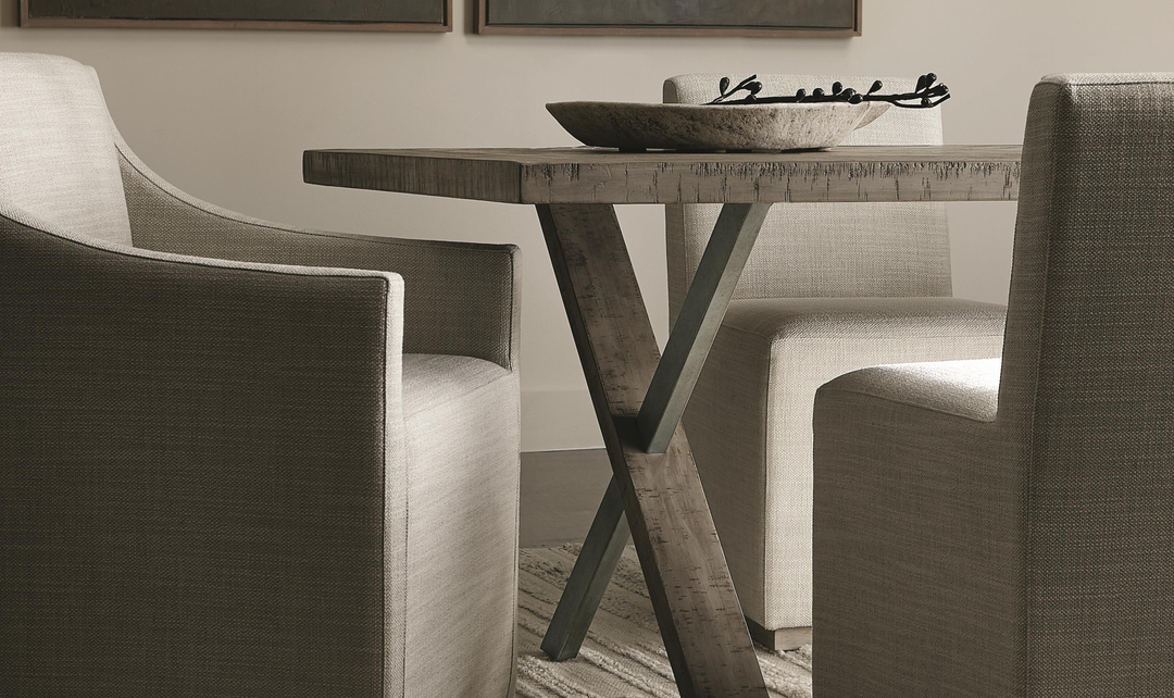 Bernhardt Milo Gray Rectangle Dining Table with "X" shaped Double Base-Jennifer Furniture