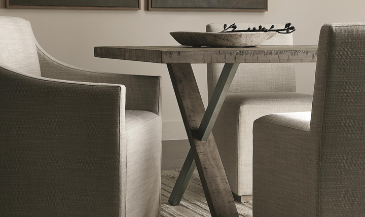 Bernhardt Milo Gray Rectangle Dining Table with "X" shaped Double Base-Jennifer Furniture
