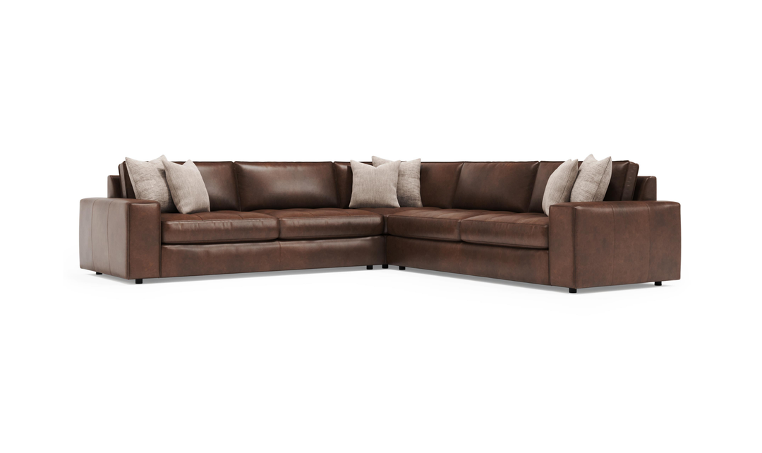 Bernhardt Nest Leather 3- Peace Sectional With Throw Pillow - Jennifer Furniture