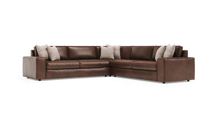 Bernhardt Nest Leather 3- Peace Sectional With Throw Pillow - Jennifer Furniture