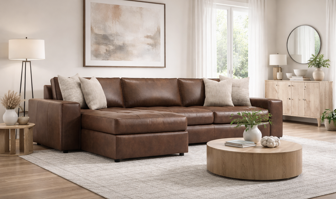 Bernhardt Nest Leather Left-Arm Chaise Sectional Sofa - Jennifer Furniture