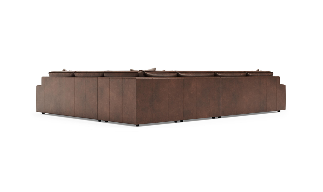 Bernhardt Nest Leather Sectional Sofas With Throw Pillows- Jennifer Furniture