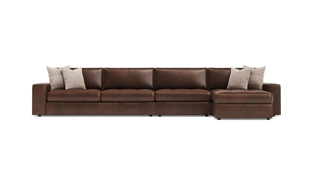 Bernhardt Nest Leather Sectional With Oversized Track Arms-Jenniferfurniture