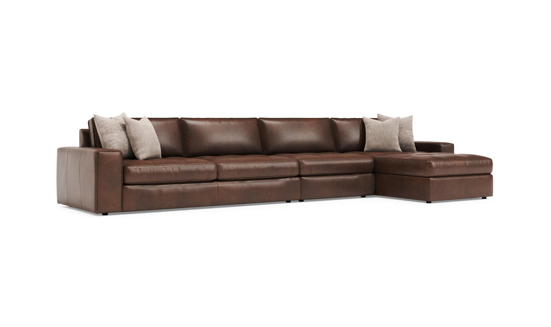 Bernhardt Nest Leather Sectional With Oversized Track Arms-Jenniferfurniture