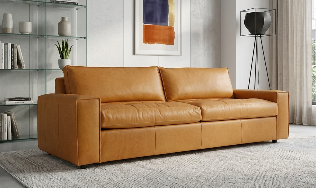 Bernhardt Nest Leather Sofa with Wide Track Arms-Jennifer
