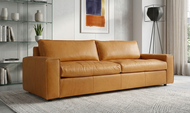 Bernhardt Nest Leather Sofa with Wide Track Arms-Jennifer