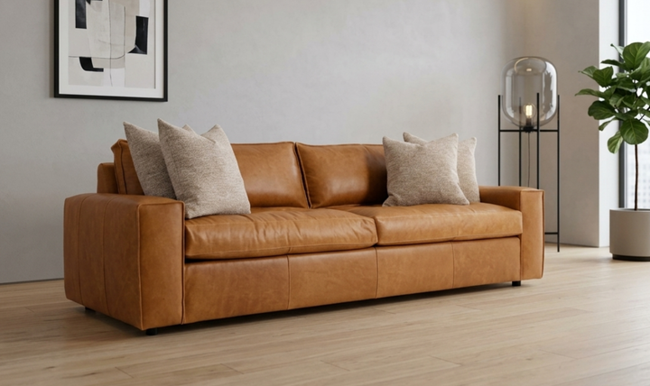 Bernhardt Nest Leather Sofa with Wide Track Arms-Jennifer