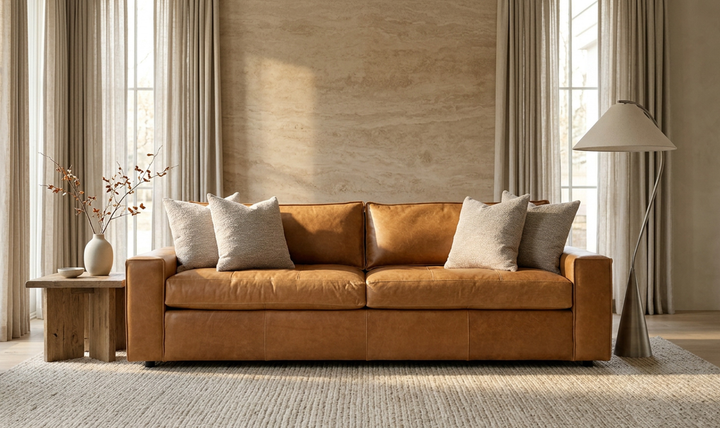 Bernhardt Nest Leather Sofa with Wide Track Arms-Jennifer