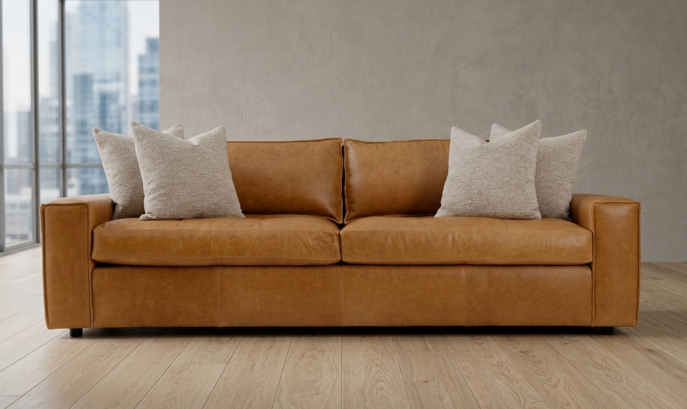 Bernhardt Nest Leather Sofa with Wide Track Arms-Jennifer