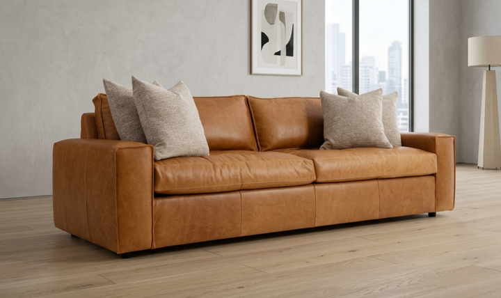 Bernhardt Nest Leather Sofa with Wide Track Arms-Jennifer