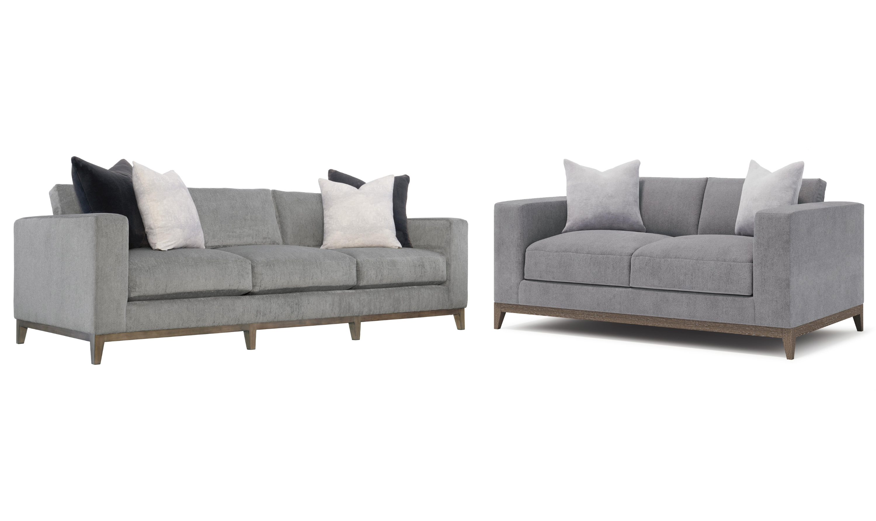 Bernhardt Noel Fabric Gray Living Room Set with Feather Down Cushion & Accent Throw Pillow-Jennifer Furniture