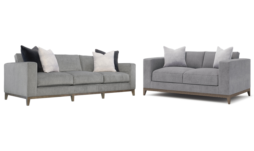 Bernhardt Noel Fabric Gray Living Room Set with Feather Down Cushion & Accent Throw Pillow-Jennifer Furniture