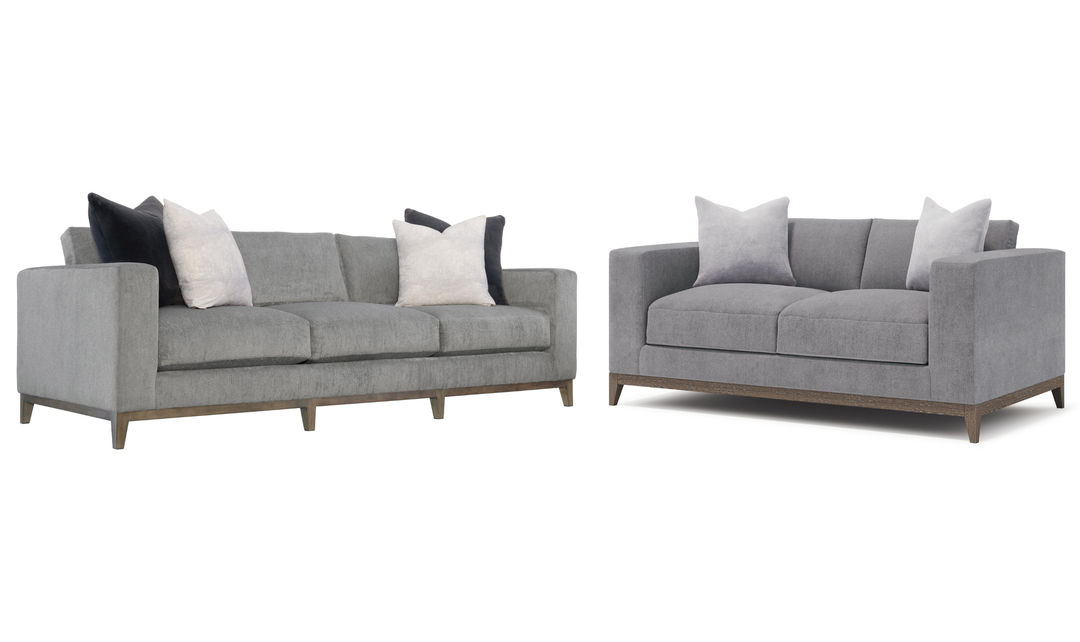 Bernhardt Noel Fabric Gray Living Room Set with Feather Down Cushion & Accent Throw Pillow-Jennifer Furniture