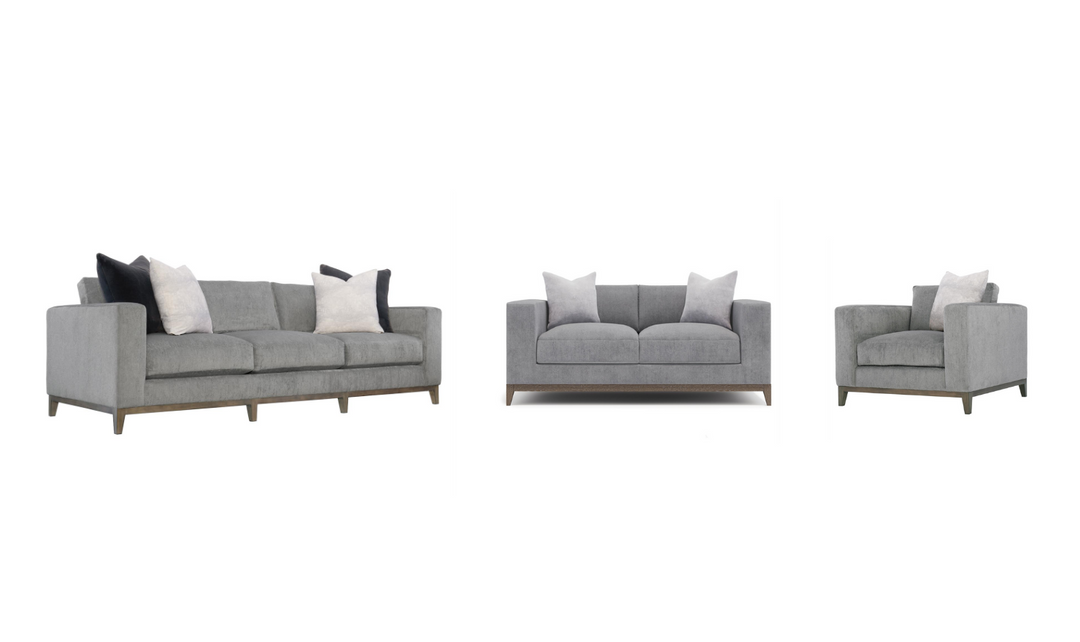 Bernhardt Noel Fabric Gray Living Room Set with Feather Down Cushion & Accent Throw Pillow-jennifer furniture
