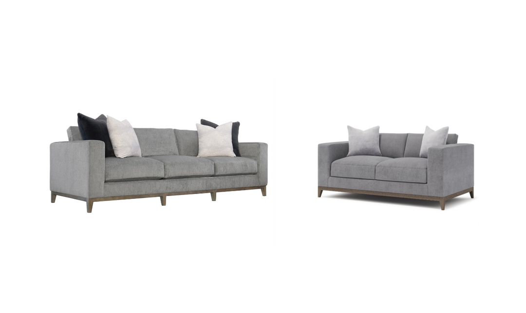 Bernhardt Noel Fabric Gray Living Room Set with Feather Down Cushion & Accent Throw Pillow-jennifer furniture