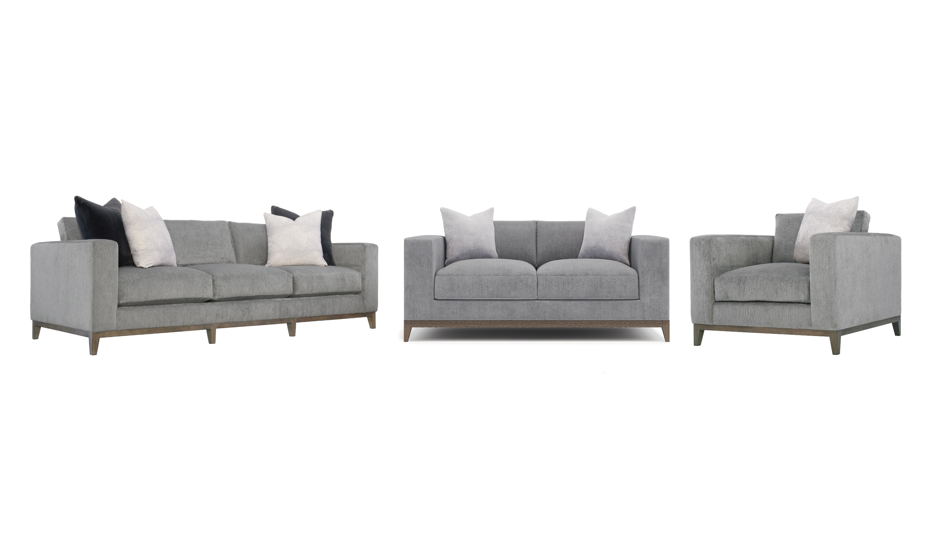 Bernhardt Noel Fabric Gray Living Room Set with Feather Down Cushion & Accent Throw Pillow-Jennifer Furniture