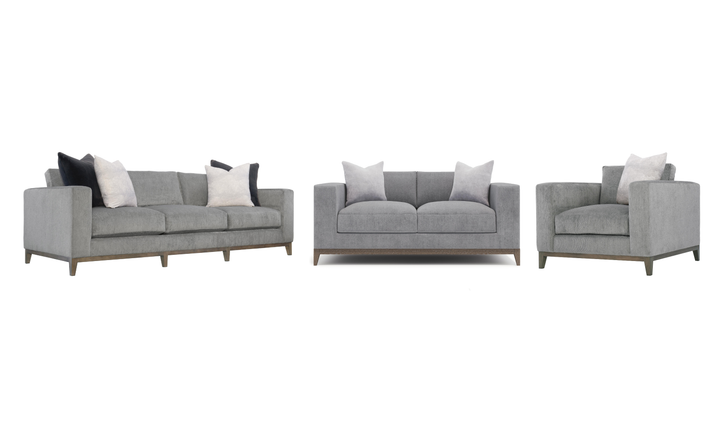 Bernhardt Noel Fabric Gray Living Room Set with Feather Down Cushion & Accent Throw Pillow-Jennifer Furniture