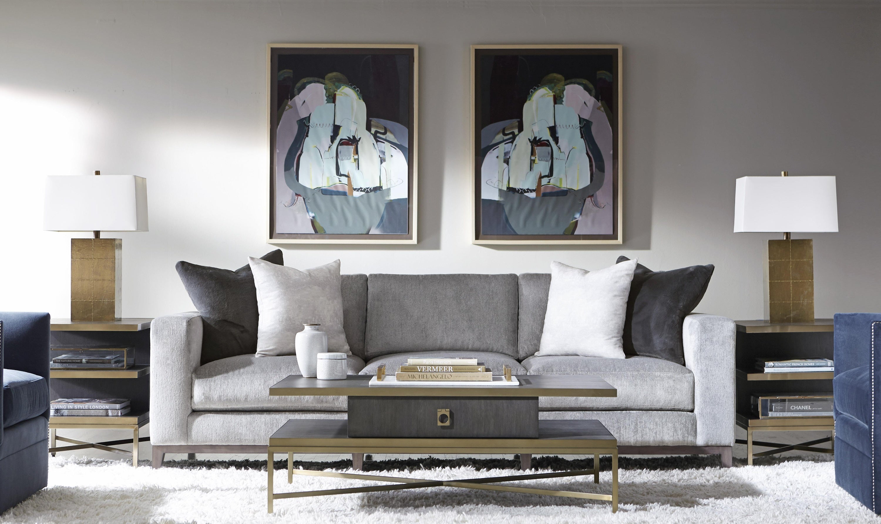Bernhardt Noel Fabric Gray Living Room Set with Feather Down Cushion & Accent Throw Pillow-Jennifer Furniture