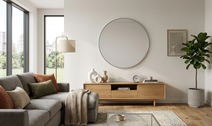 Bernhardt Oakley Round Framed Mirror