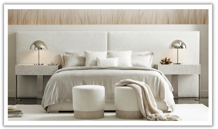 Bernhardt Solaria Light Gray Fully Upholstered Wood Panel Bed
