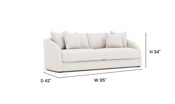 Bernhardt Terra 2-Seater Boucle Fabric Sofa with Slope Arms in Beige