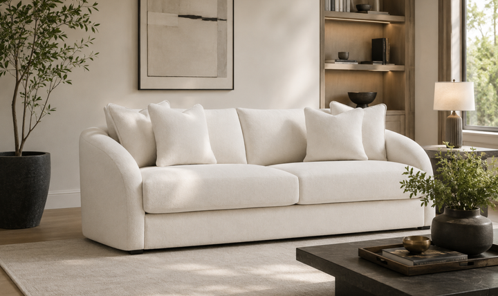 Bernhardt Terra 2-Seater Boucle Fabric Sofa with Slope Arms in Beige