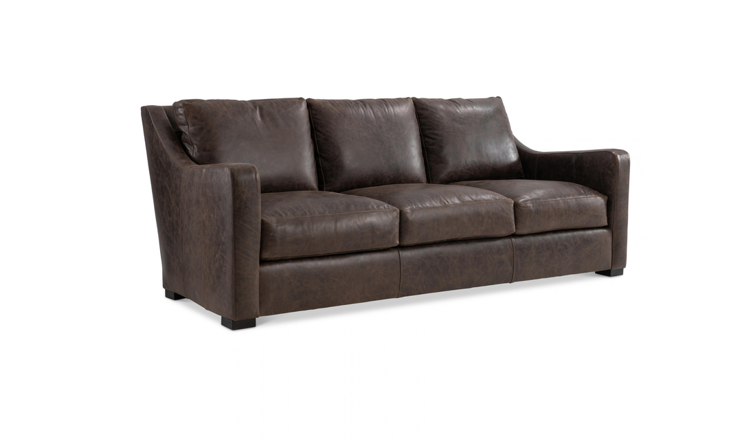 Bernhardt Ventura Dark Brown Leather Sofa-Jennifer