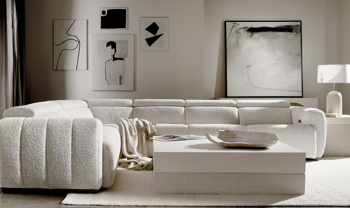 Bernhardt Aldo 4-Piece Power Motion Sectional in Light Gray