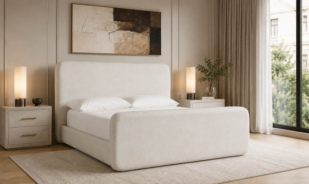 Bernhardt Antibes Lushy Upholstered Panel Bed with Rounded Panels