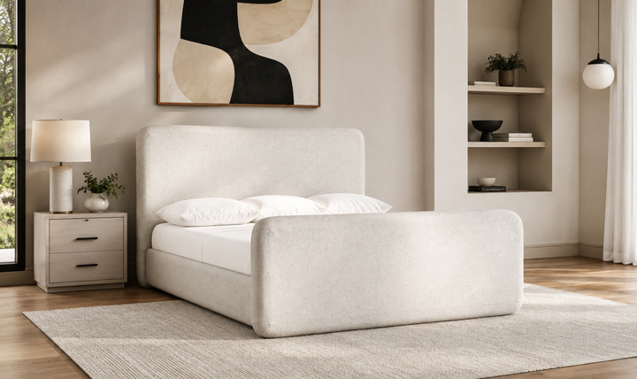 Bernhardt Antibes Lushy Upholstered Panel Bed with Rounded Panels