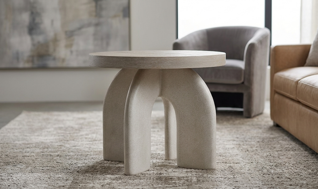 Bernhardt Antibes Round Side Table with Arched Concrete Base-Jennifer