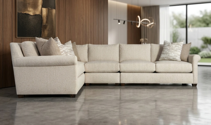 Bernhardt Barnes Fabric Sectional With Throw Pillow