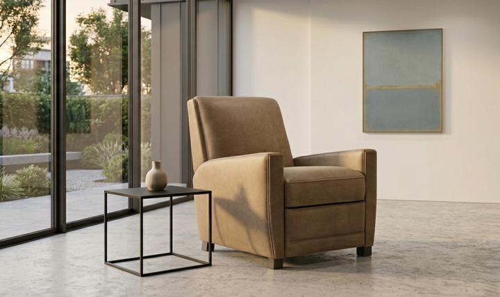 Bernhardt Bastille Tailored Leather Push-Back Recliner Chair-Jennifer
