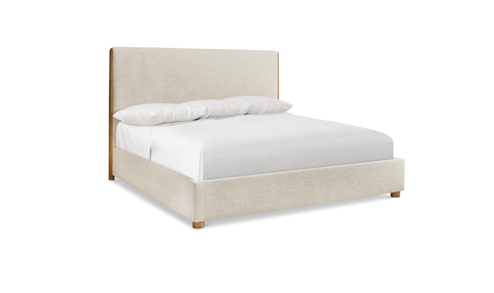 Bernhardt Brasea Upholstered Panel Bed with Mahogany Wood Frame-Jennifer Furniture
