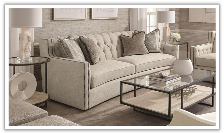 Bernhardt Candace 3-Seater Tufted Fabric Sofa With Reversible Seat Cushions