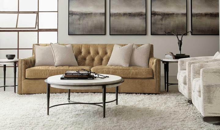 Bernhardt Candace Leather Sofa with Track Arms
