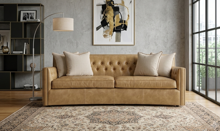 Bernhardt Candace Leather Sofa with Track Arms