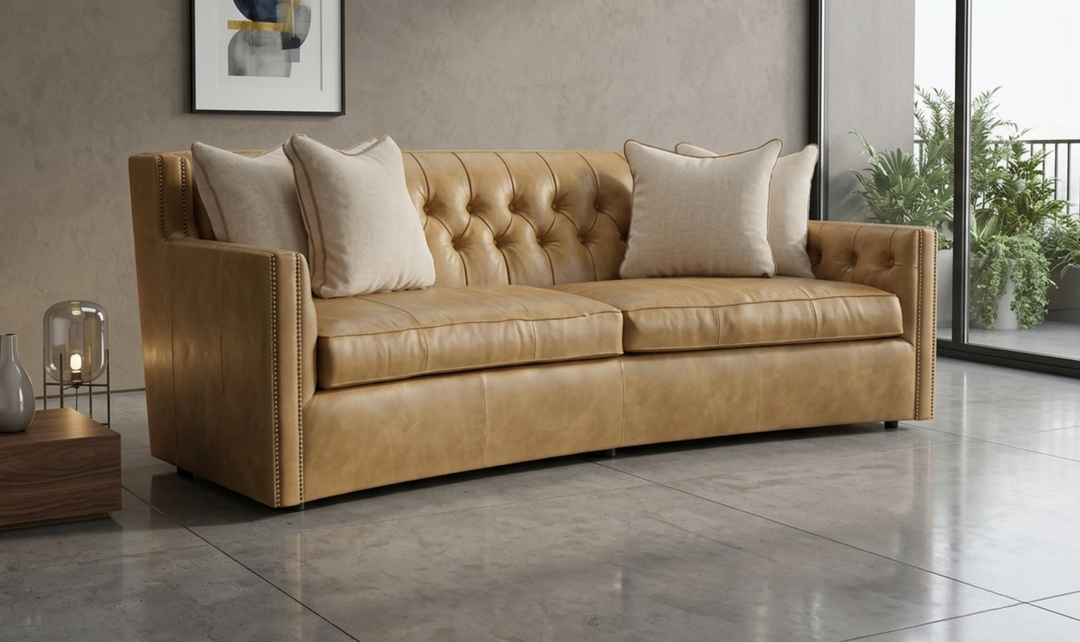 Bernhardt Candace Leather Sofa with Track Arms